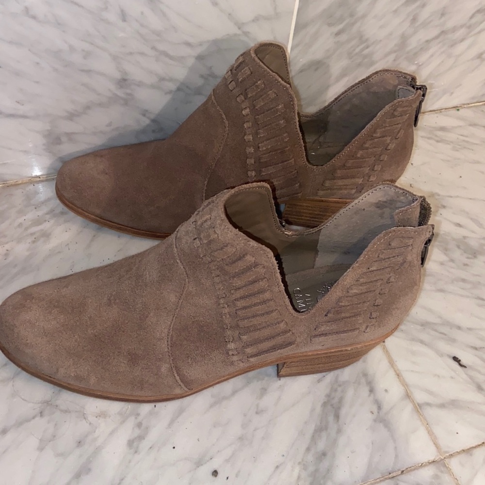 Brown suede booties